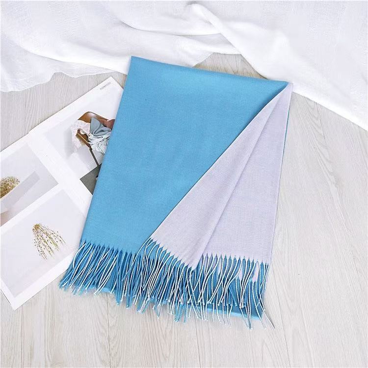 T2118 new two-color scarf women's spring and autumn winter thick Korean version double-sided warm shawl neck scarf