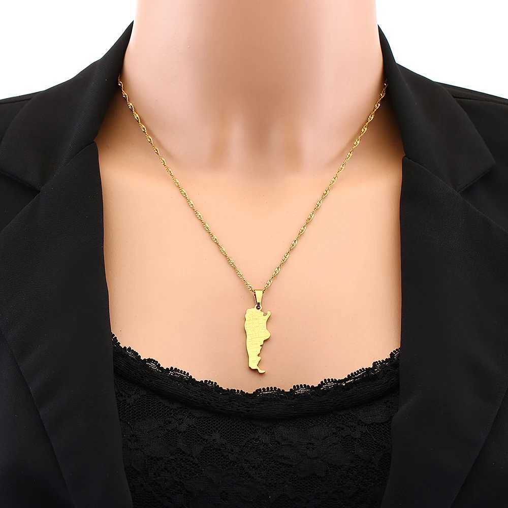 Fashion Argentina Map City Pendant Necklace Stainless Steel Men Women Gold Color Ethnic Maps Jewelry Gift V251022