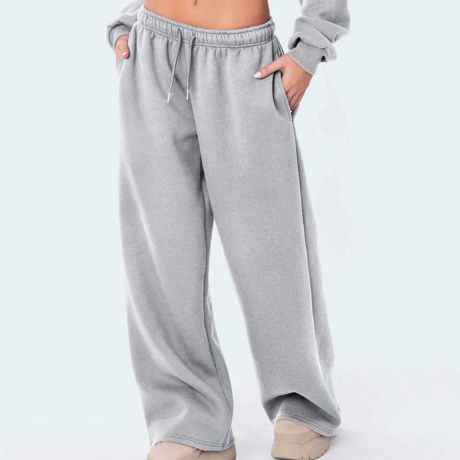 Fashion Womens Casual Pants Joggers Sweatpants Solid Color Drawstring High Waist Wide Leg Trousers Streetwear Casual OutfitsT251022