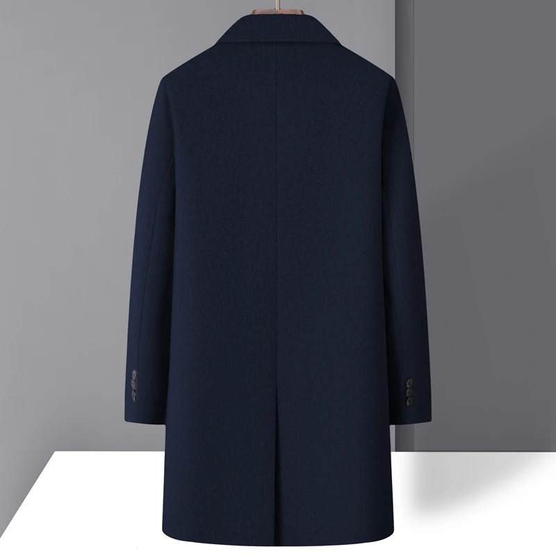 Highquality mens fashionable stylish and versatile solidcolor casual long woolen overcoat wool 251015