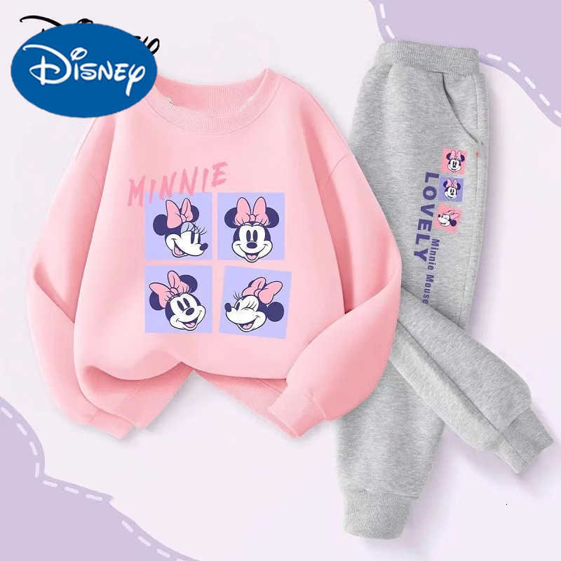 Disney Autumn Baby Girl Boy Clothes Set Children Minnie Printing Sweatshirt Top and Pants Bottom 2Pcs Suit Kid Cotton Tracksuit H251022