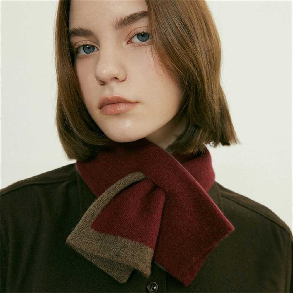 Korean Cross Knitted Scarf Womens Doublesided Neck Wraps Winter Soft Patchwork Scarves Lady Bufandas Muffler Foulard Christmas J251022