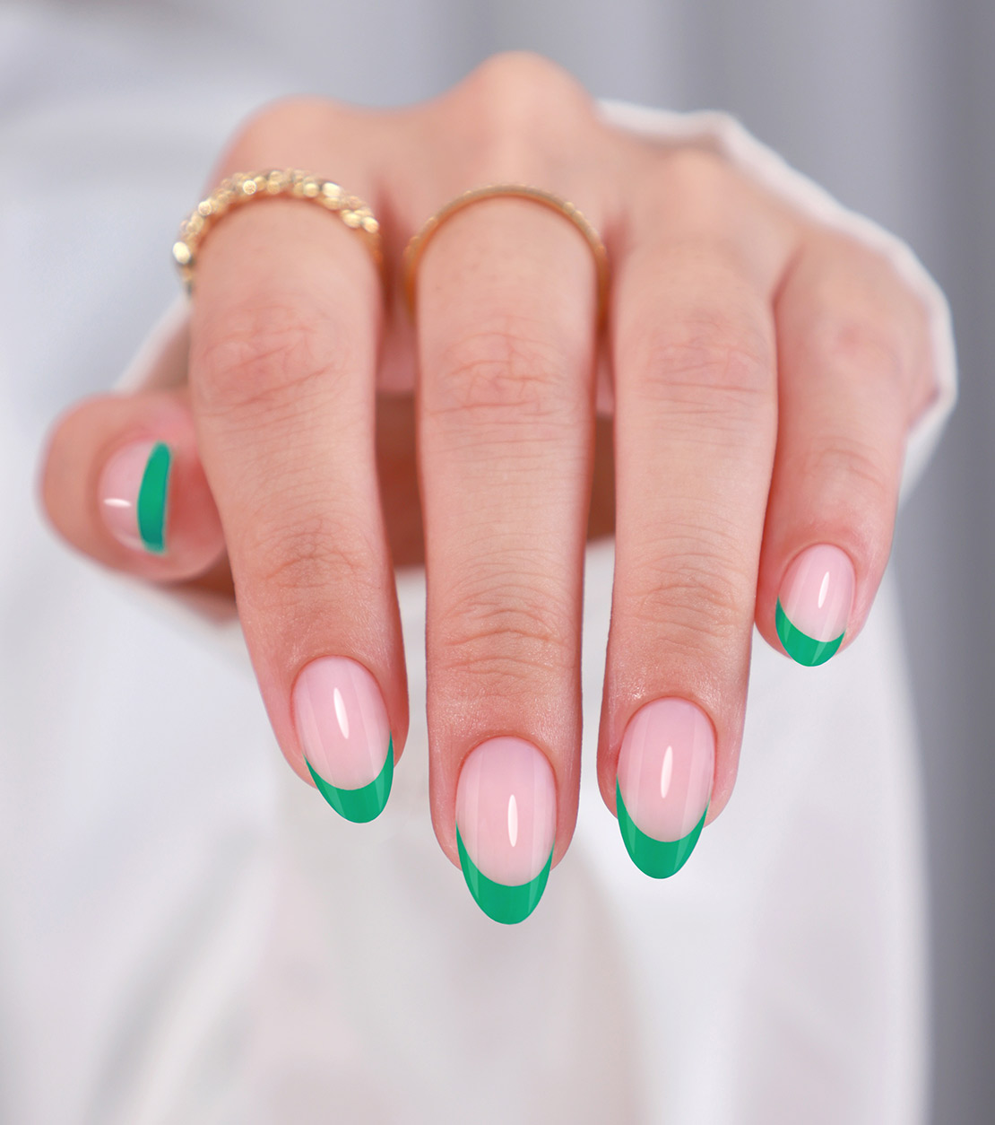 green french versatile daily commuter press ons nails green french edge press artificial nail soft gel nails designed for womens daily wear parties an