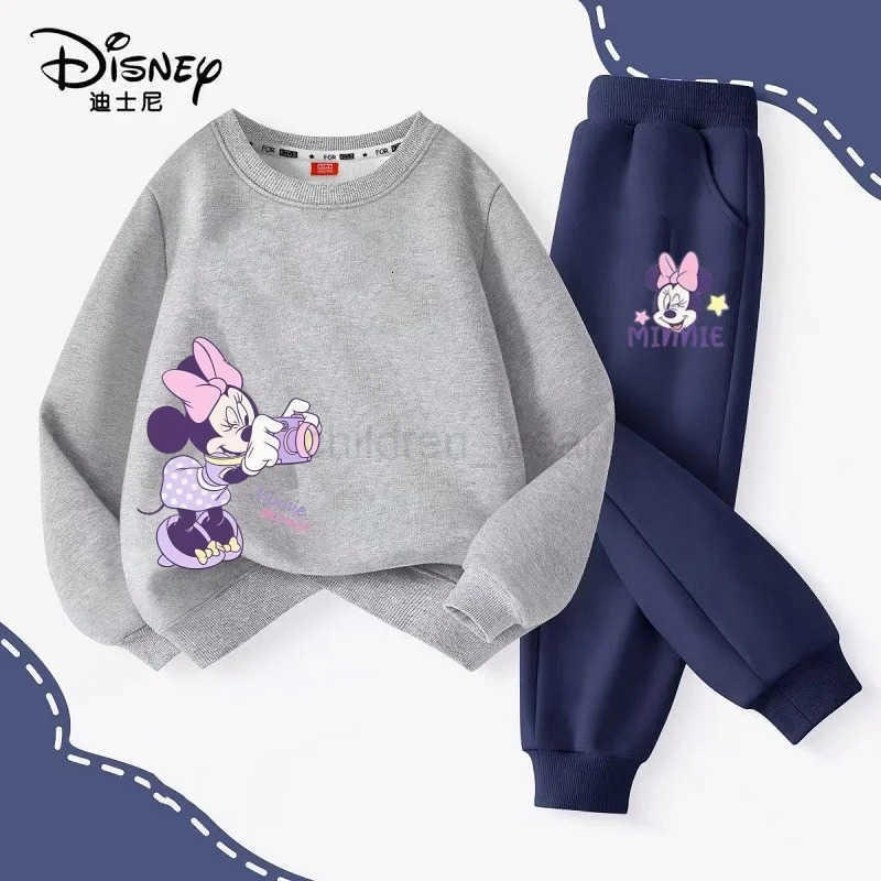Disney Autumn Baby Girls Boys Clothes Set Children Minnie Printing Sweatshirt Top and Pants Bottom 2Pieces Suit Cotton Tracksuit H25102211
