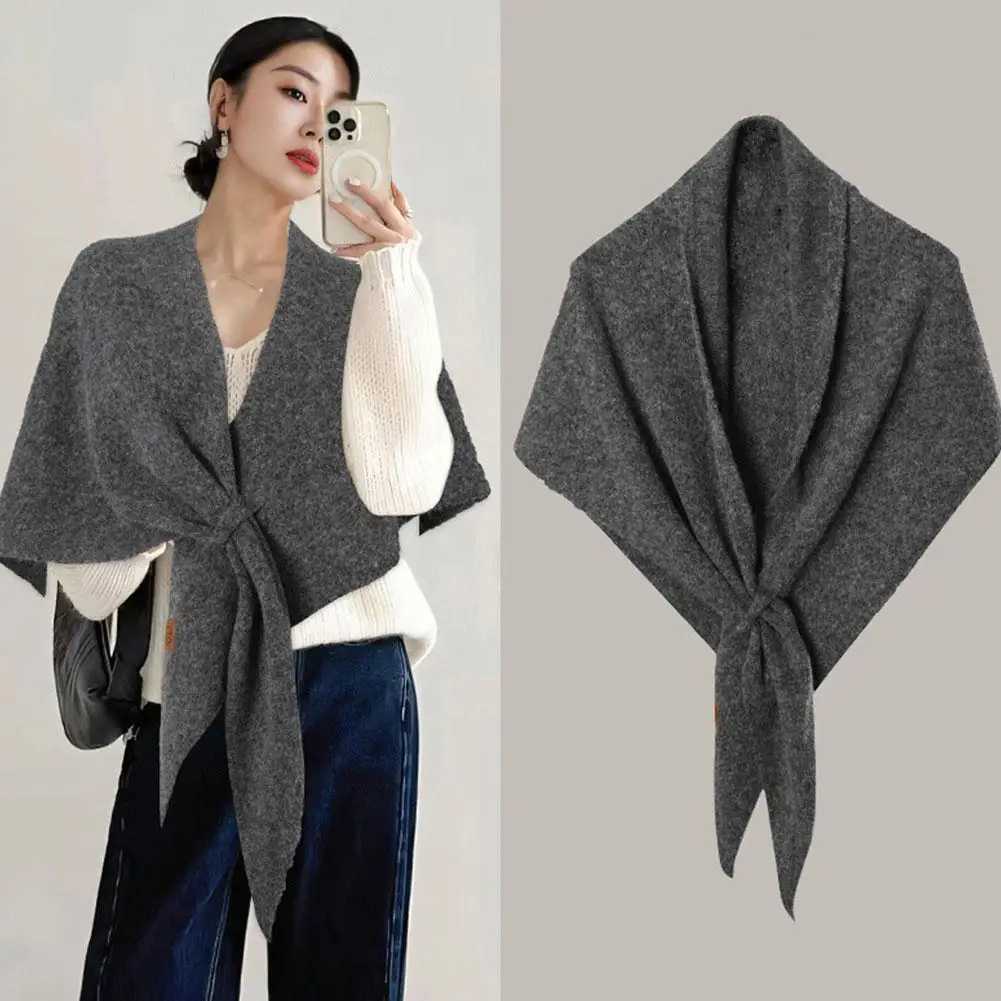 Autumn Winter Korean Version New WomenS Neck Wrap Wool Blended Simple Style Scarf Pure Color Triangular Shawl Female Thickened J251118