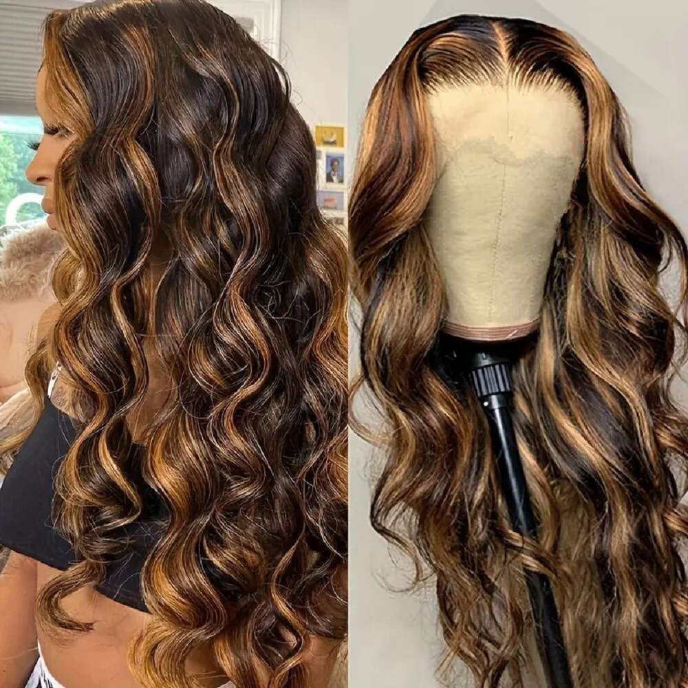 Synthetic For Women Piano Color Middle Part Long Curly Hair Big Waves Machine-Made Wig