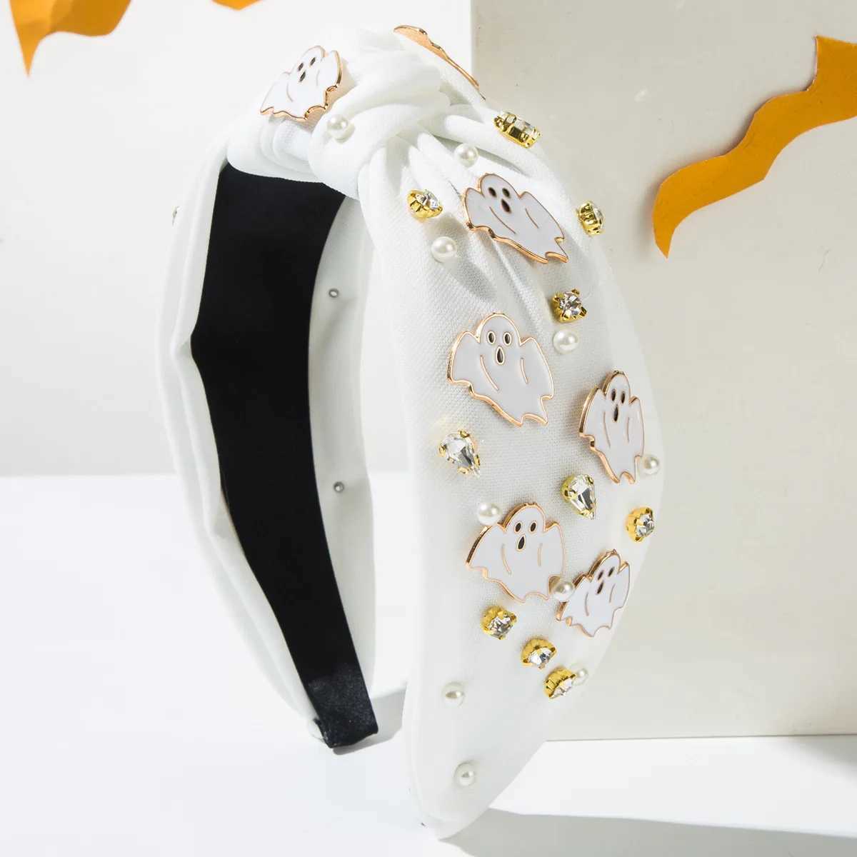 Halloween Ghost Pearl Rhinestone Big Knot Hairband Headband Adult Hair Accessories Hair Jewley V251022