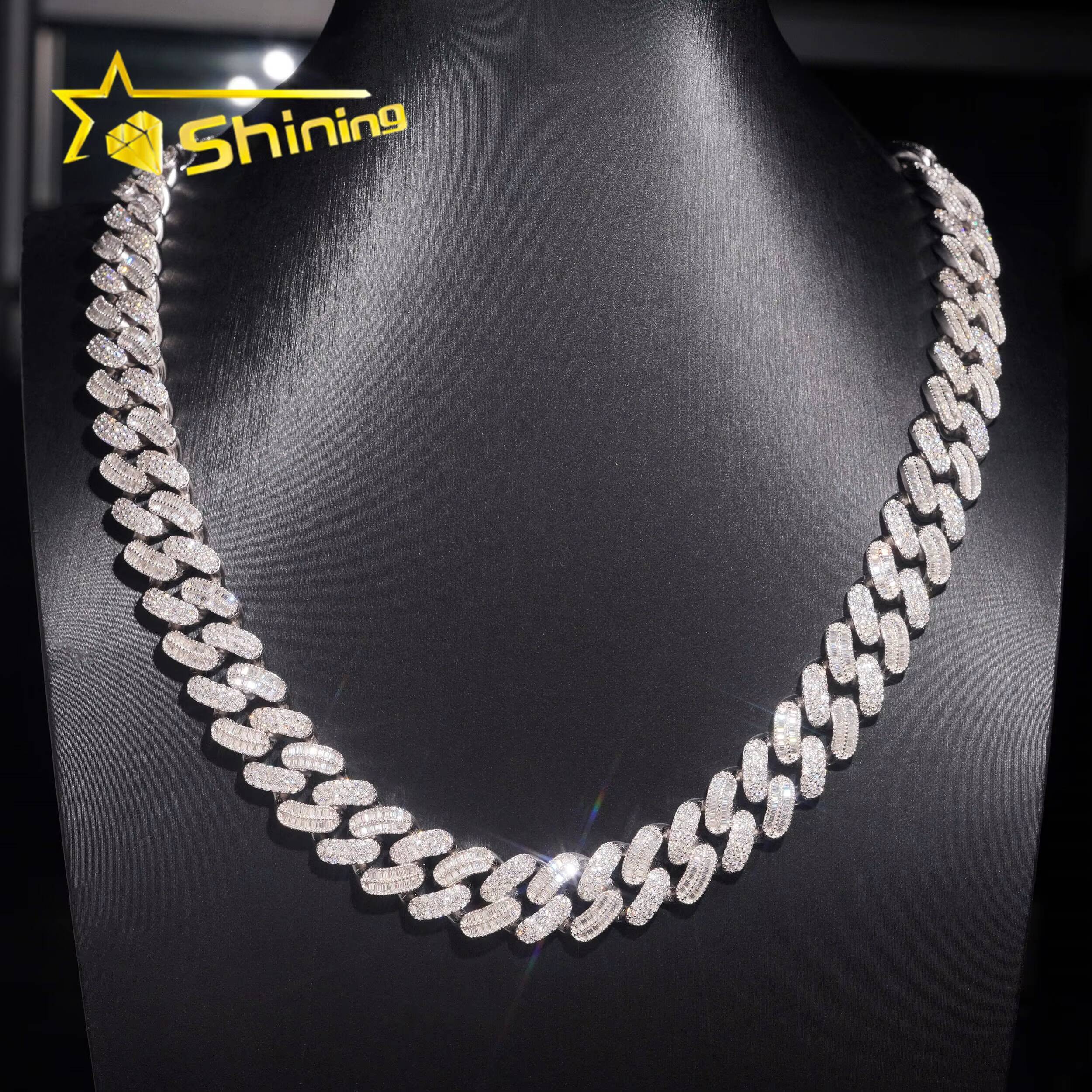 Hip Hop Rapper Jewelry 925 Silver 15mm Pass Diamond Tester Moissanite Miami Iced Out Cuban Lidynamic Chain