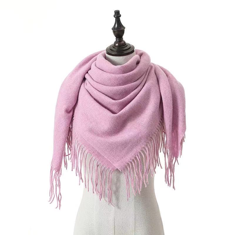 T2124 cashmere scarf women autumn and winter solid color ladies tassel neck shawl