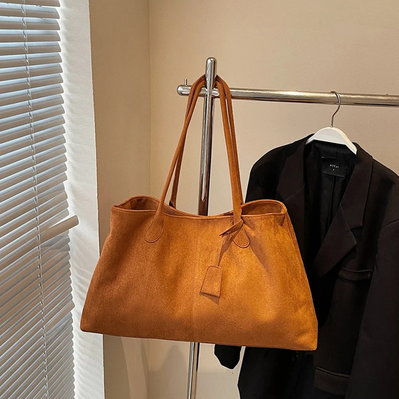 Elegant Shoulder Bag Pouch Suede Korean Style Storage Handbag Bucket Allmatch Underarm Tote 251018