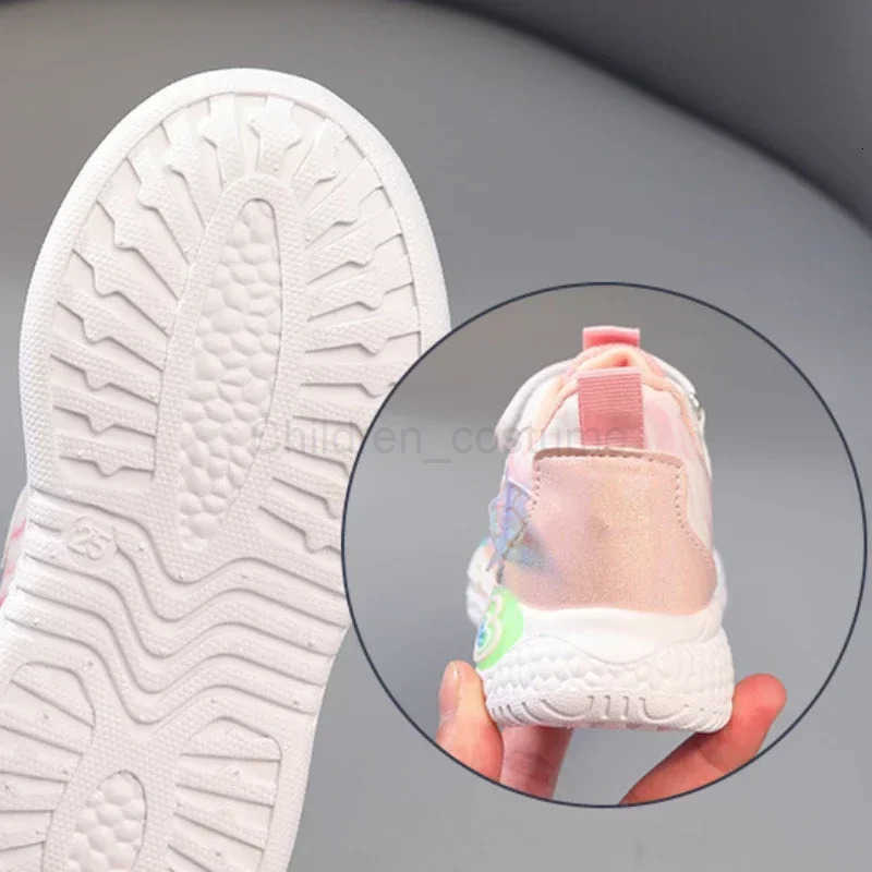 Disney Kids LED Sport Shoes Frozen Elsa Running Shoes Fashion Children Tennis Shoes Girls Luminous Casual Sneakers Basket Shoes H251022