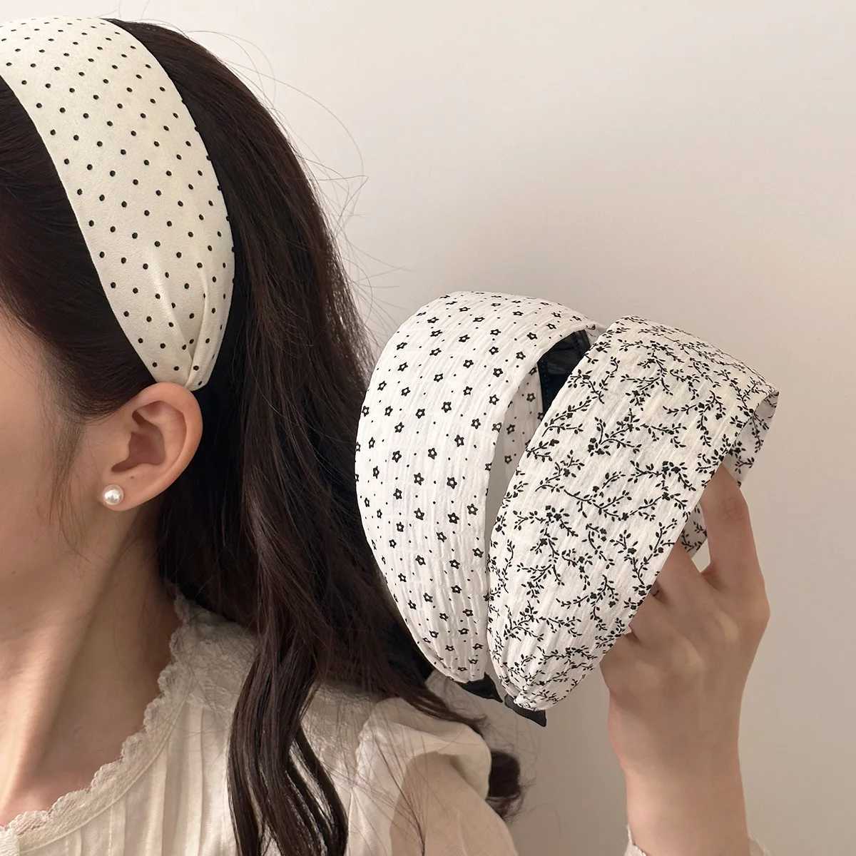 New Korea Elegant Cute Dot Wide Hairbands Headband Women Girl Gift Scrunchies Hair Head Hoop Band Accessories Headdress Headwear V251022