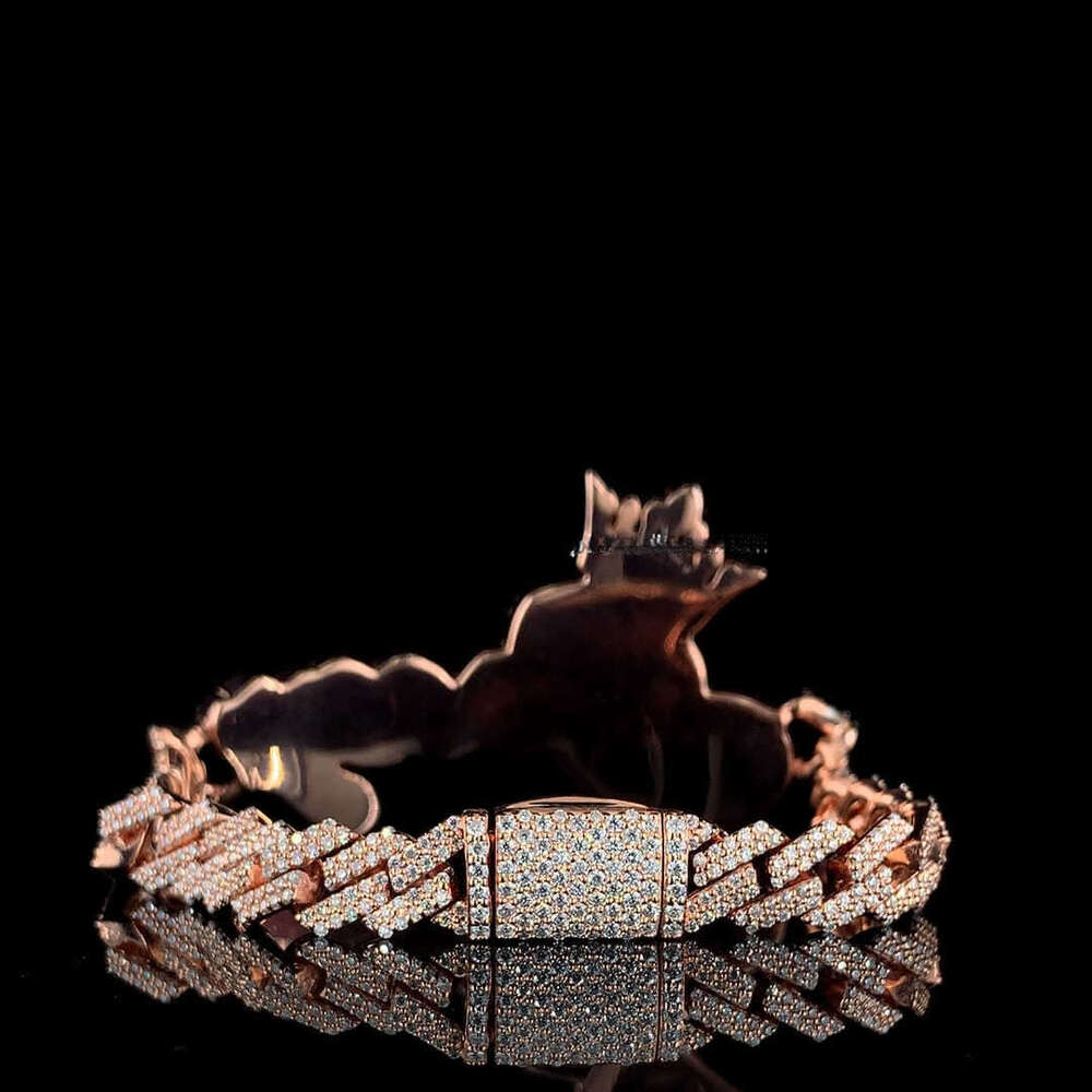 Trendy Name "Joey" Cuban Chain S Rose Gold and Sier Two-tone Silicone Stone Bracelet