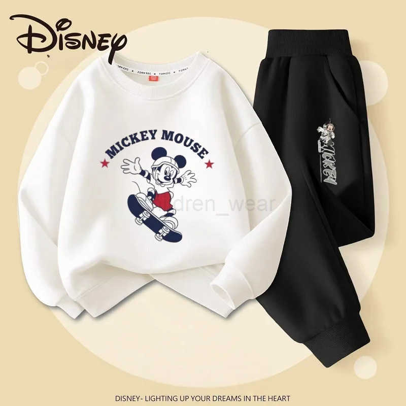 Disney Autumn Baby Girls Boys Clothes Set Children Mickey Printing Sweatshirt Top and Pants Bottom 2Pieces Suit Cotton Tracksuit H2510221