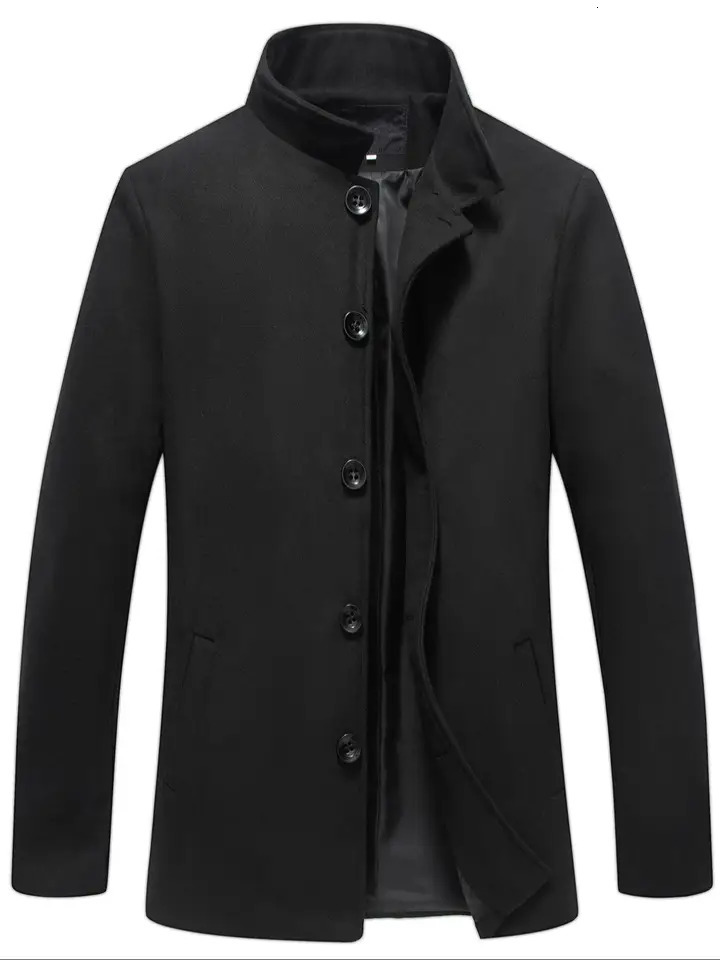 1 PCS Mens Woolen Overcoat Long Sleeve Lapel Cardigan with Pockets Casual Business Travel Daily Wear All Seasons Outerwear 251017