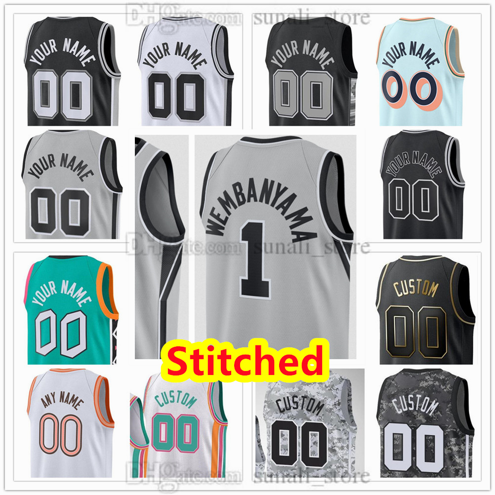Stitched Men's XS-4XL Basketball 1 Wembanyama Jerseys Devin 24 Vassell Jeremy 10 Sochan Keldon 3 Johnson Stephon 5 Castle De'Aaron 4 Fox Dylan 2 Harper 40 Barnes 21 Duncan