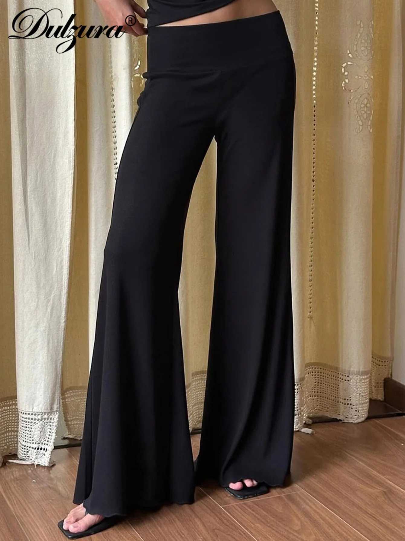 Dulzura Autumn Fashion Casual High Waist Ruffles Flare Long Pants WomenS Solid Versatile Clothes Party Club Street Style OutfitT251022