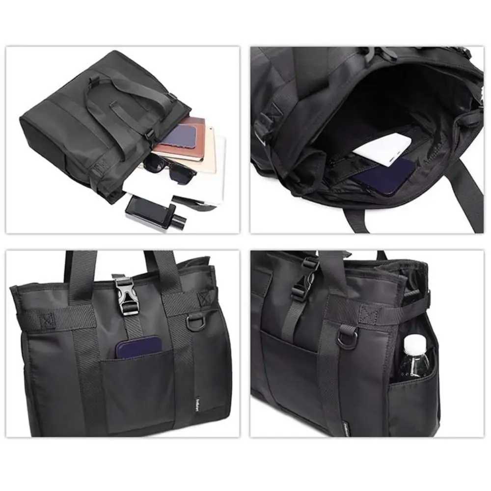 Durable Large Capacity Oxford Briefcase Solid Color Waterproof Men Handbag Multifunctional Portable Oxford Crossbody Bag Work W251022