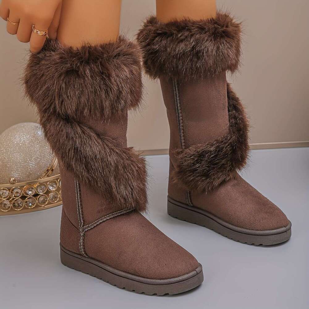 Knee-High Slip-On Closure, Soft Fabric Upper Cushioned Insole Cold Weather, Everyday Formal Events Easy-Clean Indoor/Outdoor Shoes - Perfect For Moms,