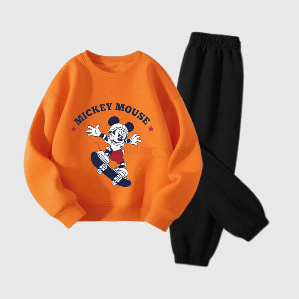 Disney Orange Sweatshirt Pants 2Piece Set Children Costume Cartoon Longsleeved Outfits Boys New Fashion Cute Tops Versatile Pants H251022