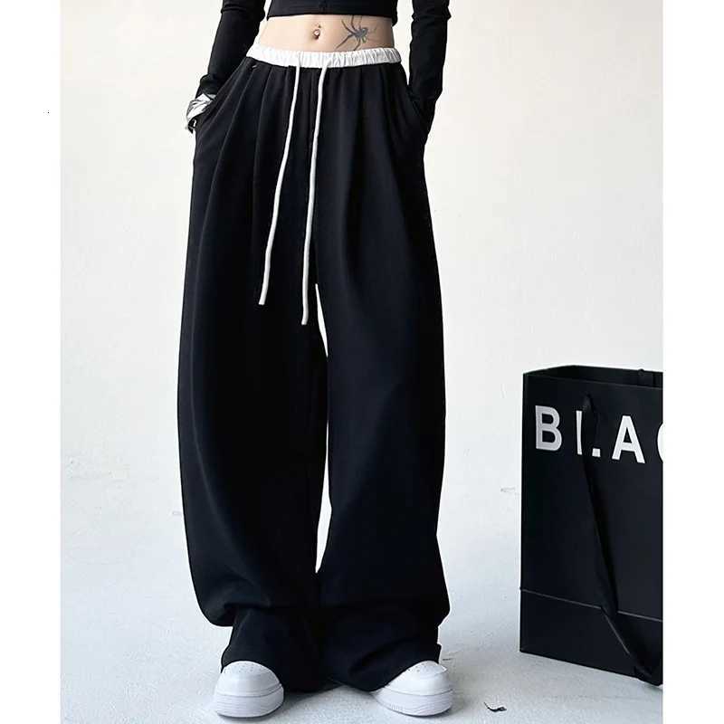 2024 Women Autumn Chic Korean Version Streetwear High Waisted Sweatpants Lady Hip Hop Style Baggy Wide Leg Straight Leg TrousersT251022