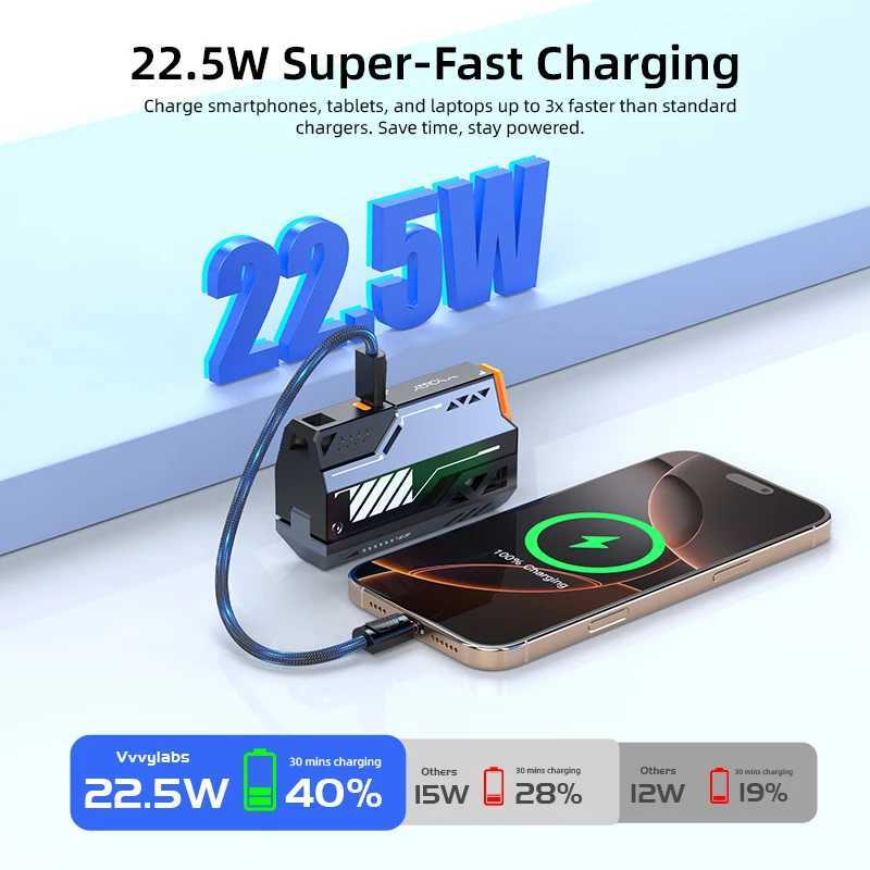 VYVYLABS Portable Power Bank Removable Replaceable Battery Pack 20000mAh 225W Fast Charging External Battery for iPhoneTablet J251114