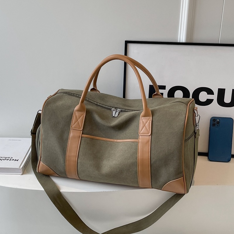 2025 Large Capacity Vintage Canvas Duffel Bag, Travel Sports Gym Bag for Women Men, Waterproof Outdoor Carryall Duffle Bag with Shoe Compartment