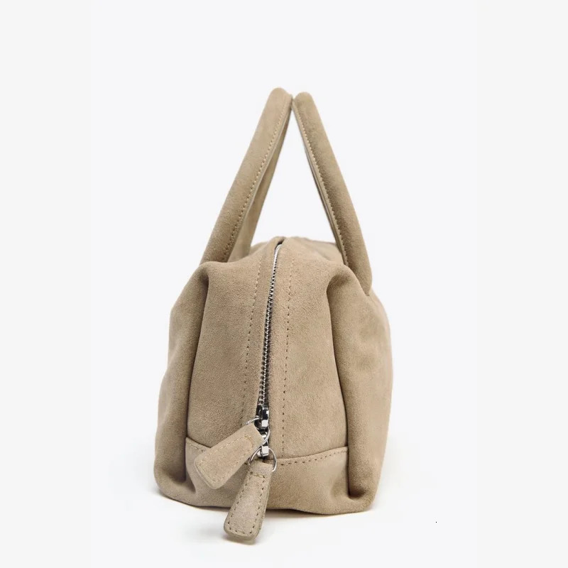 WOMENS SUEDE BOWLING BAG Fashion Handbag Purse For Women Croosbody Boston Bag for Ladies Small 251018