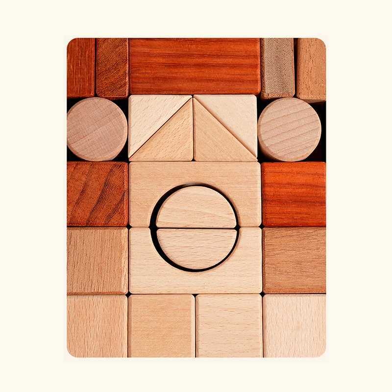 Solid Wood Large Particle Building Block Set Childrens Educational DIY Building Blocks Space Thinking HandsOn Ability J251022