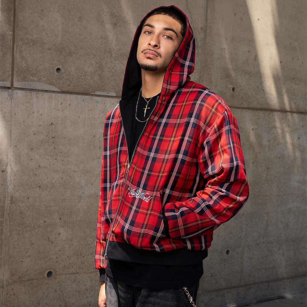 Ins Style Double-Sided for Men, Autumn Street Fashion Hooded Cardigan Sweatshirt