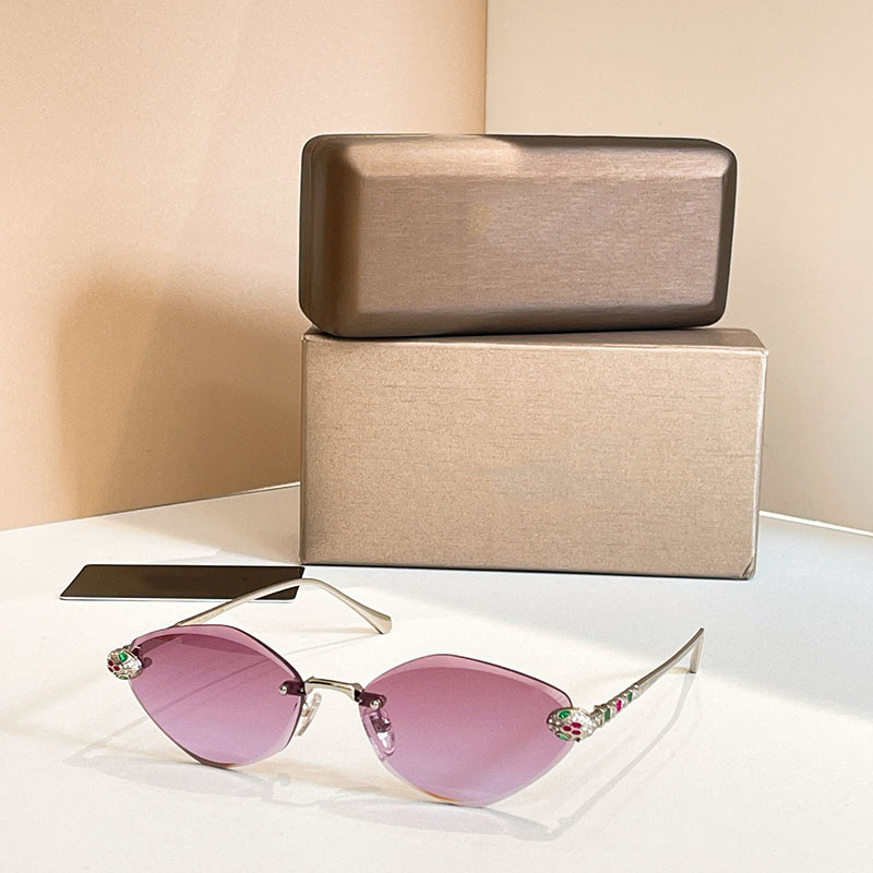 Luxury ladies cat eye designer sunglasses BV41602 gradient gemstone snake shaped legs fashion high street goggles style UV resistant metal Cat eye glasses with box
