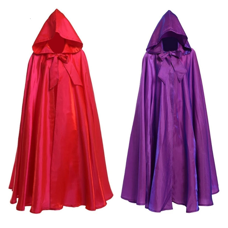Halloween Party Costume Women Men Adult Long Robe Hooded Cloak Witchcraft Christmas Holiday Solid Color Medieval Cape 251016