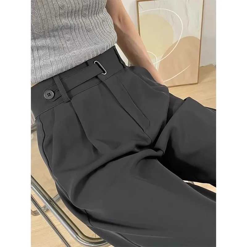 Office Ladies Casual Suit Wide Leg Pants Women Elegant 2025 Spring Summer Fashion Solid Color High Waist Loose Outwear TrousersT251022
