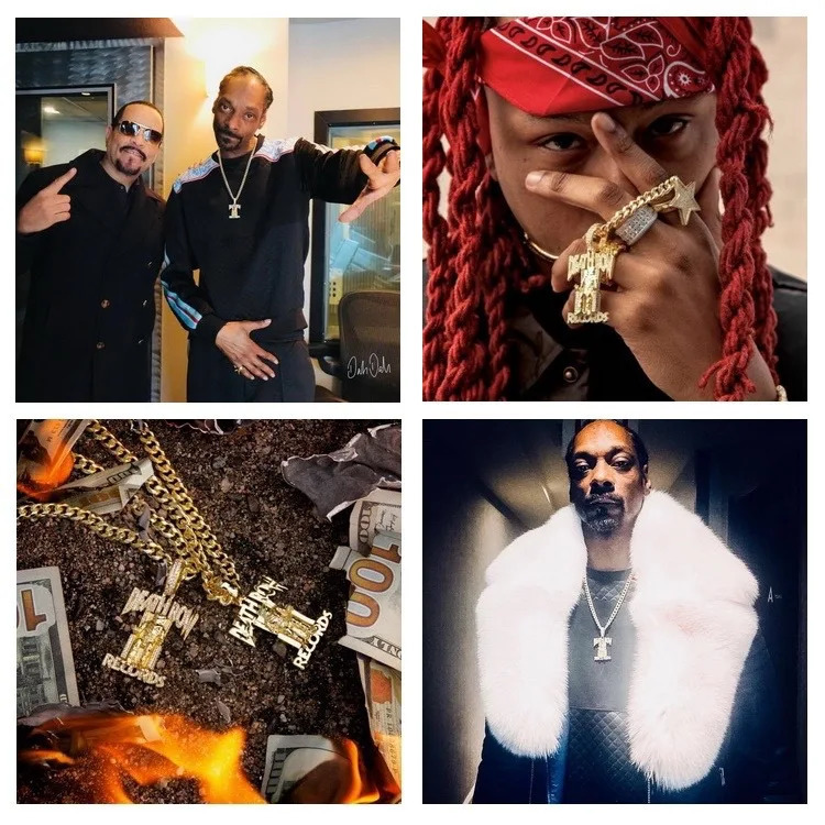 Nightclub Rhinestone Records Prisoner Pendant Hip Hop Death Row Chain Stainless Steel Men Necklace Wholesale Jewelry 251017