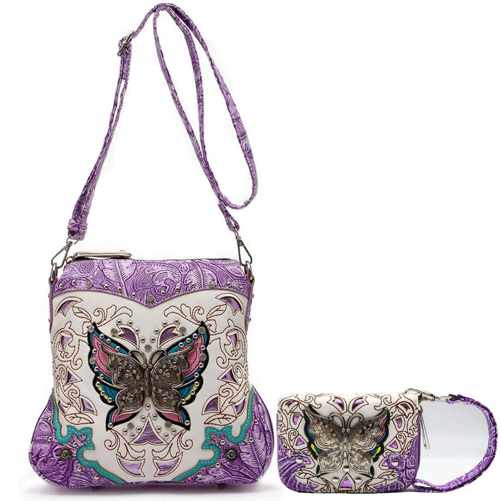 Modern Ladies' Butterfly Flower Women's Crossbody Bag, Equipped With Adjustable Shoulder Straps And Mini Wallet Set, Suitable For Daily Comm