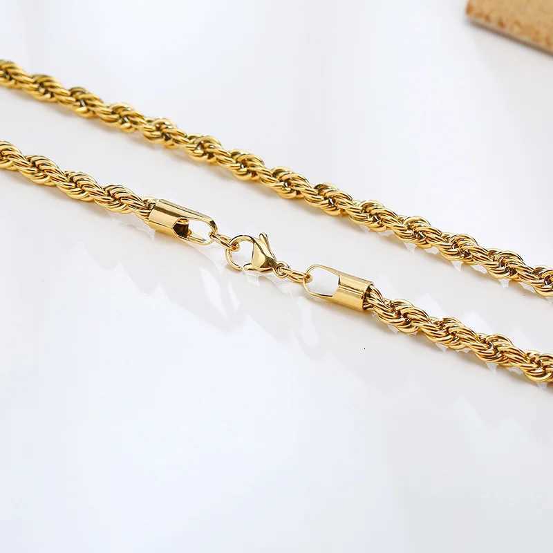 Vnox Dainty Gold Color Rope Chain Necklaces for Women MenChic Twisted Collar Waterproof Stainless Steel Link 2345mm Width V251022