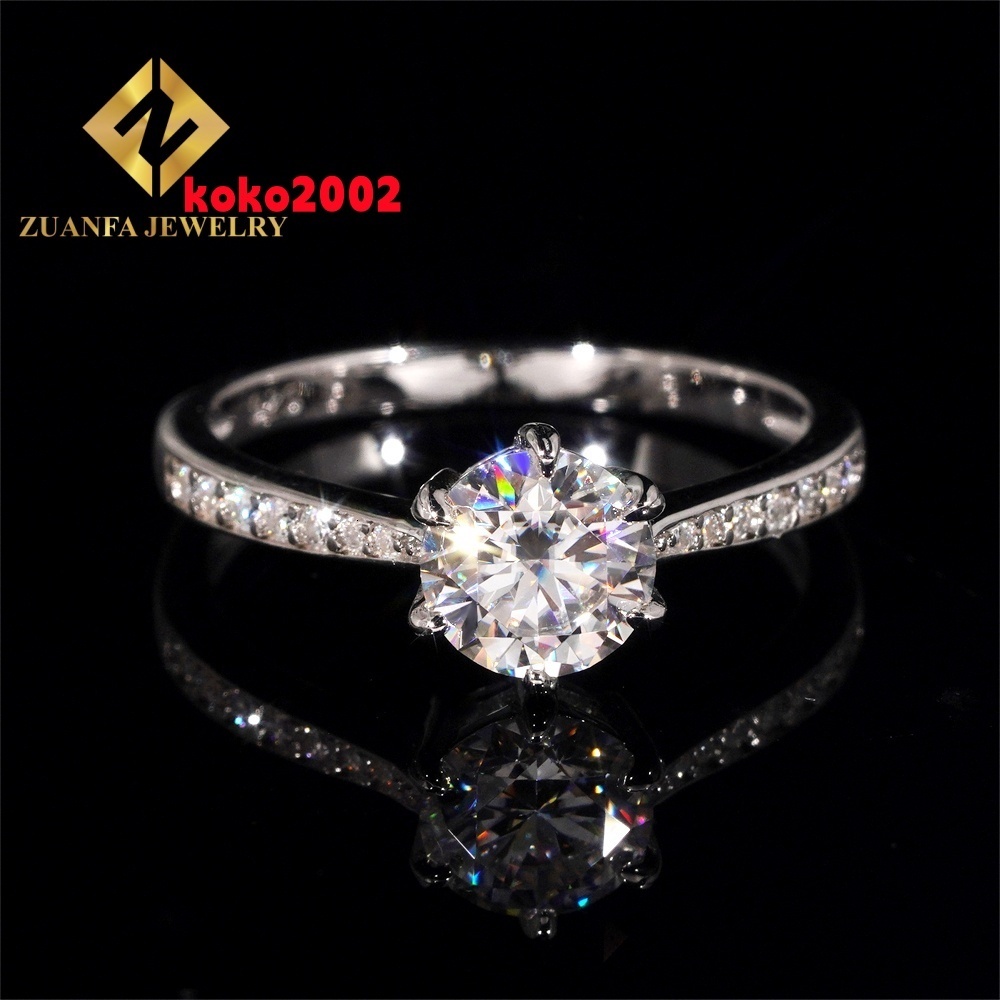 Fashion Jewelry Round Shaped Eternity Moissanite Engagement Ring Trendy 6 Claws GRA Certificate Moissanite Wedding Ring
