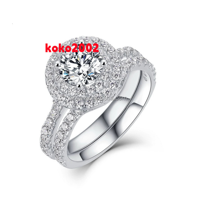 POYA Classic 1CT Moissanite Wedding Ring S925 Pure Silver Engagement Couple Ring Romantic Jewelry Gifts Parties Anniversaries