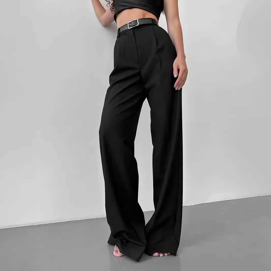 Classic Formal Straight Leg Pants Spring and Summer Womens Versatile Casual Wear Loose Fit Office Tourism Darp Wide Leg PantsT251022