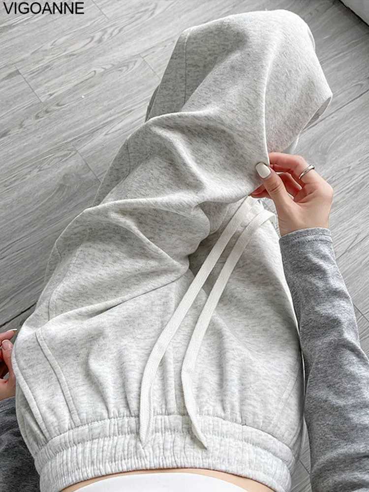 VigoAnne 2025 Autumn Casual Gray Wide Leg Pants Women Gray High Waist Sport Loose Pants Ladies Gym Running Long Baggy TrousersT251022