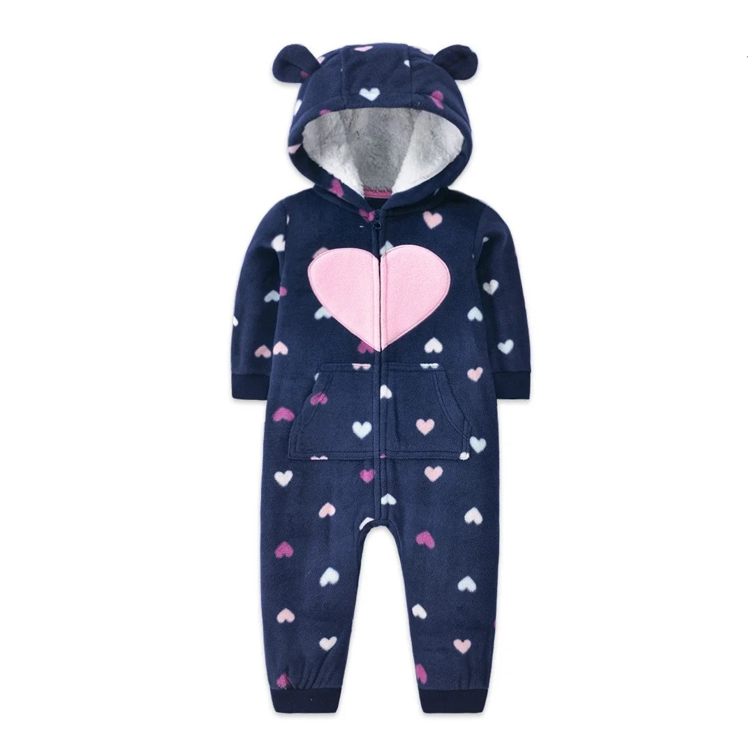 Infant Baby Romper Spring Autumn Warm Babi Boy Girl Clothes Coral Fleece Hooded Babe Animal Jumpsuit 251022