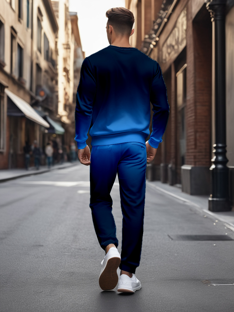 Men's Brown Knitted Cotton Blend Long Sleeve Round Neck Sweatshirt Ankle-Length Casual T-Shirt Comfortable Outdoor Wear - YLWY00160