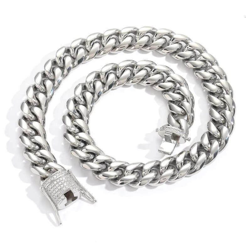 Wholesale 6-18mm Stainless Steel 14K Gold Plated Necklace Miami Cuban Link Chain Monaco Chains for Men