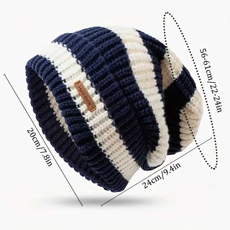 Korean Fashion Striped Knitted Hat Trend Lightweight Hat For Men Women Warm Windproof Autumn Winter Suitable For Outdoor Cycling J251022
