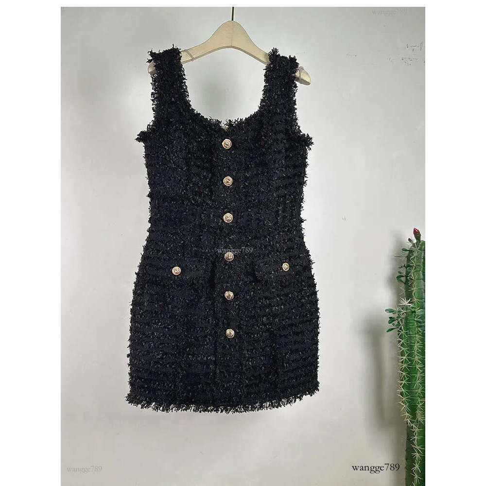 1027 2023 Runway Dress Autumn Dress Spaghetti Strap Black Apricot Sleeveless Brand Same Style Empire Womens Dress Fashion High Quality meini