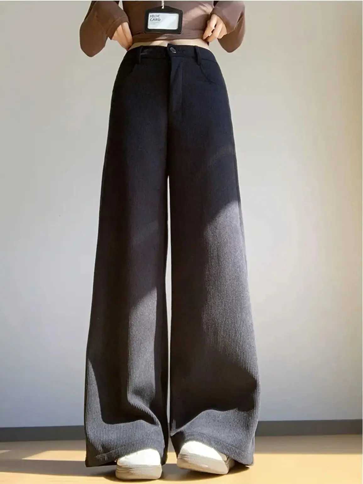 Retro Corduroy Straight Leg Pants Women 2025 Fashion Autumn Winter New In Trousers HigH Waist Solid Pant Casual Street ClothingT251022