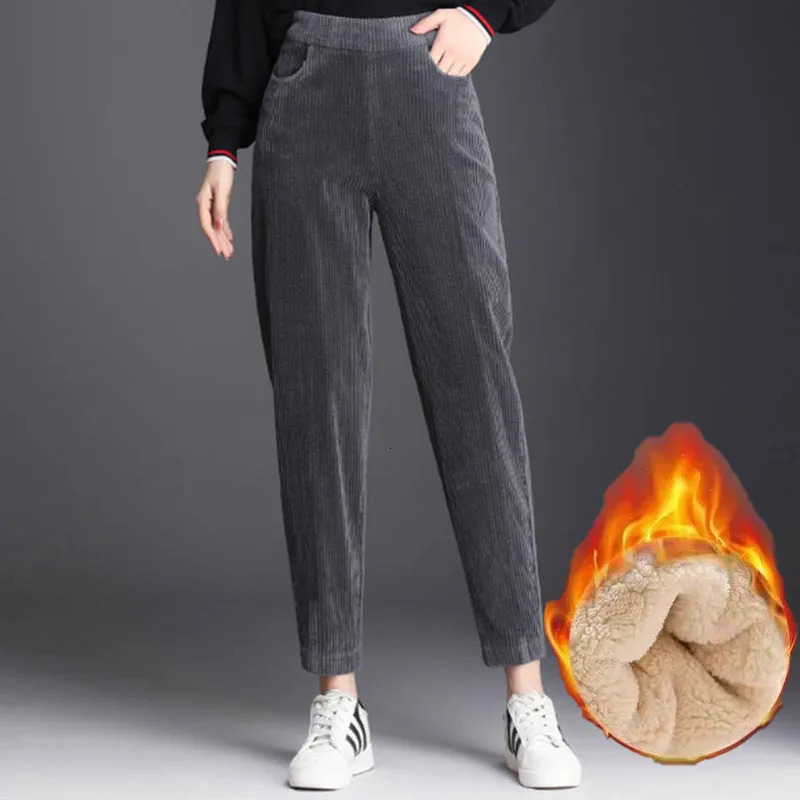 Plush Thick Thin Casual Pants Corduroy Warm Pants Autumn Winter Leggings Harem Pants Trousers High Waist Womens 251022