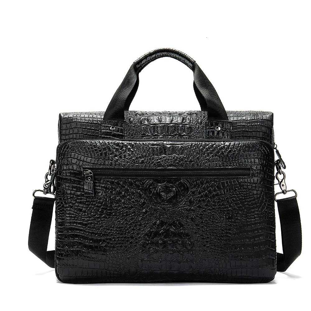 WESTAL Men Briefcase Mens Bag Genuine Leather Office Bags for Men Laptop Bag Leather Briefcase Men Croco Design Computer Bags W251022