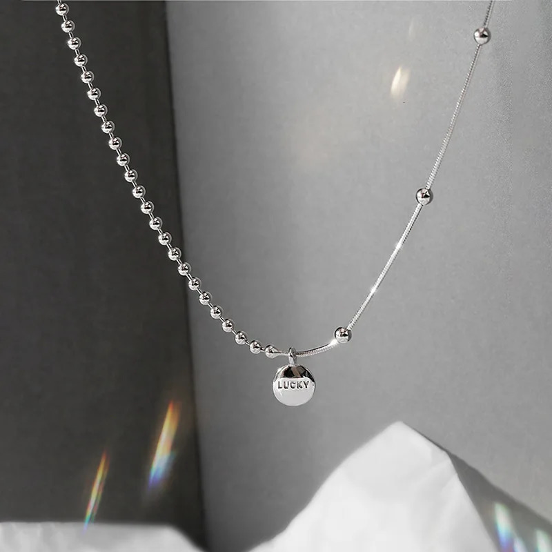 925 Sterling Silver Lucky Pendant Choker Necklaces For Women Aesthetic Elegant Jewelry Charms Accessories Money Jewellery 251010