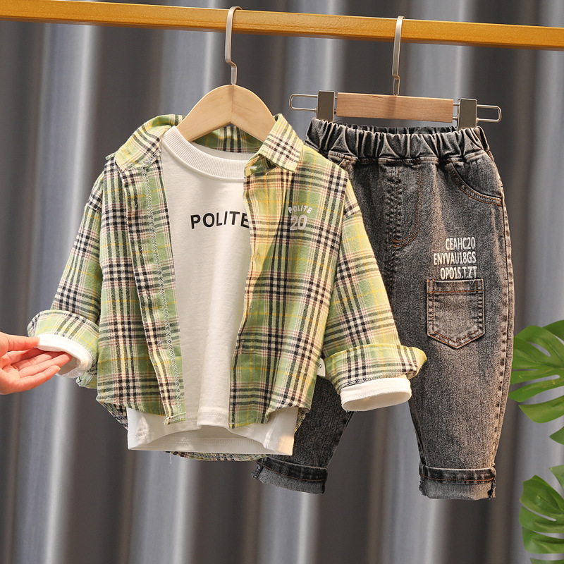 2025 New Boys 3-Piece Set, Spring Autumn Shirt Outfit, Formal Casual Wear for Toddler Little Kids